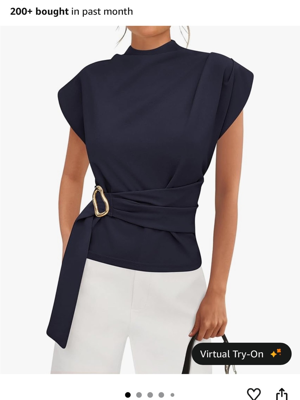 Amazon Navy Sleeveless Mock-Neck Top with Gold Buckle Wrap (I accidentally got 2